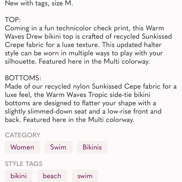 Billabong Warm Waves Drew Bikini Top & Tie Side Bikini Bottoms, multi checkered - Picture 16 of 16